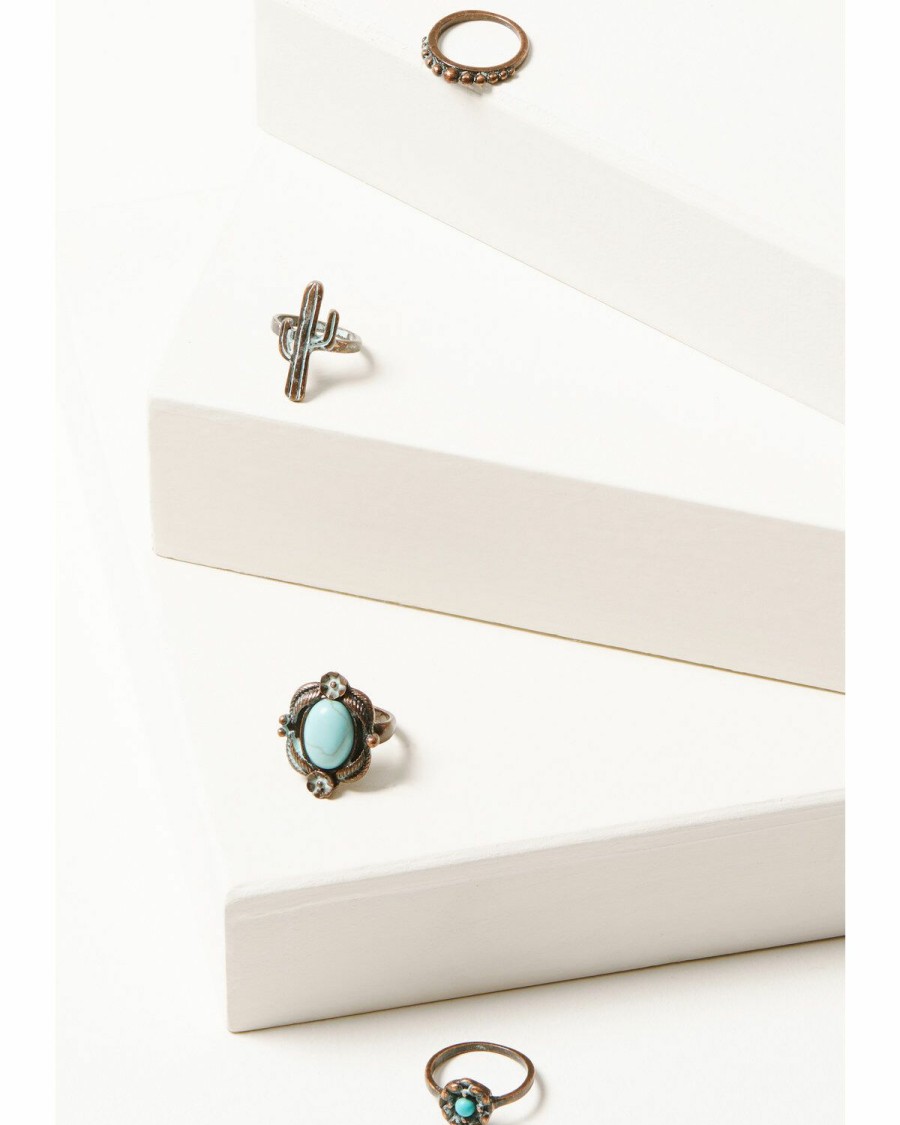 Women * | Sale Online Shyanne Women'S Bronze & Turquoise 4-Piece Ring Set