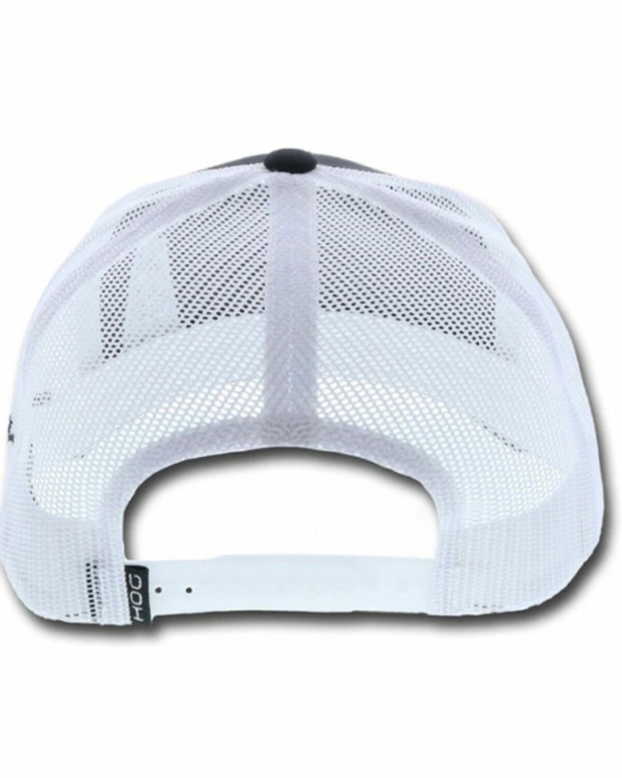 Gifts * | Official Hooey Men'S Hog Oil Rig Offset Logo Mesh-Back Trucker Cap Black & White