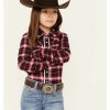 Gifts * | Cheap Shyanne Girls' Fuchsia & Black Long Sleeve Flannel Shirt