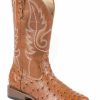 Men * | Unique Roper Faux Ostrich Cowboy Boots Wide Square Toe