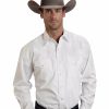 Men * | Unique Stetson Men'S White Solid Long Sleeve Western Shirt