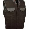 Men * | Hot Selling Milwaukee Leather Men'S Black Denim Leather Trim Club Style Vest Big 4X