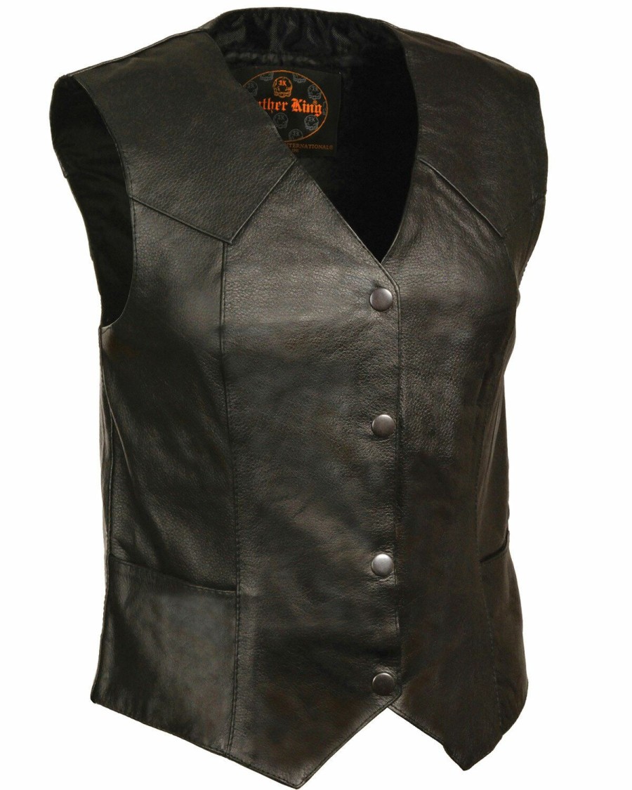 Women * | Sale Online Milwaukee Leather Women'S Classic Four Snap Vest 3Xl