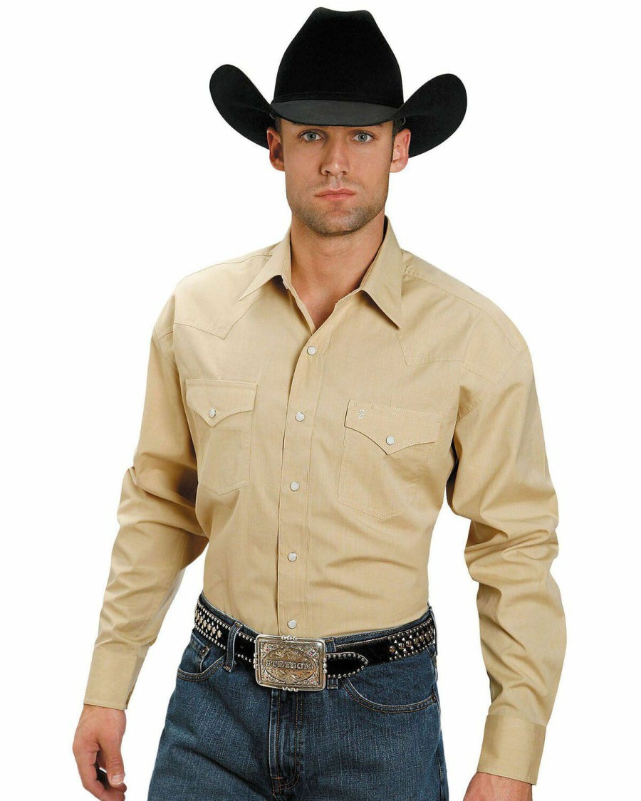 Men * | Sale Online Stetson Men'S Solid Snap Oxford Long Sleeve Western Shirt