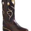 Gifts * | New Threads Old West Kids' Brown Swirl Western Cowboy Boots Square Toe