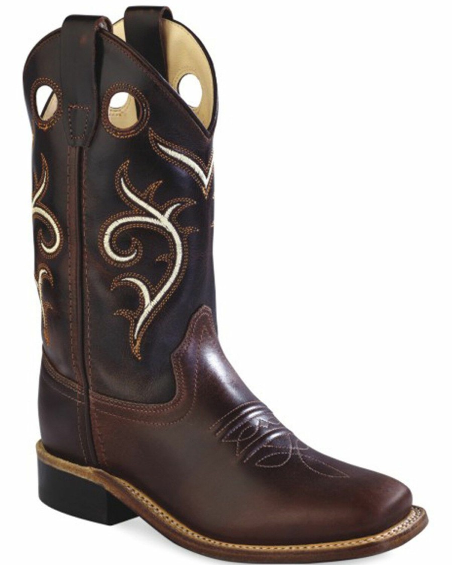 Gifts * | New Threads Old West Kids' Brown Swirl Western Cowboy Boots Square Toe