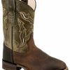 Kids * | Unique Old West Boys' Brown Leather Cowboy Boots Round Toe