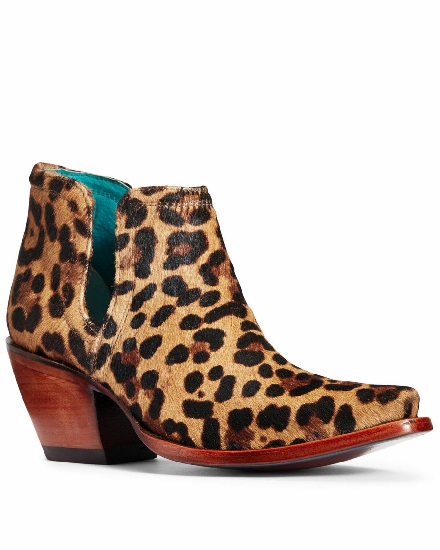 Women * | Best Sellers Ariat Women'S Dixon Hair-On Leopard Print Fashion Booties Snip Toe