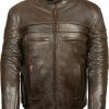 Men * | Premium Milwaukee Leather Men'S Brown Sporty Scooter Crossover Jacket Big 3X