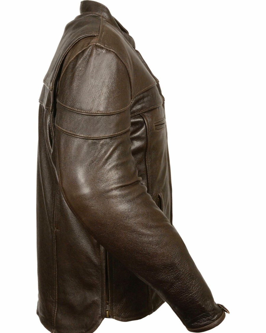 Men * | Premium Milwaukee Leather Men'S Brown Sporty Scooter Crossover Jacket Big 3X