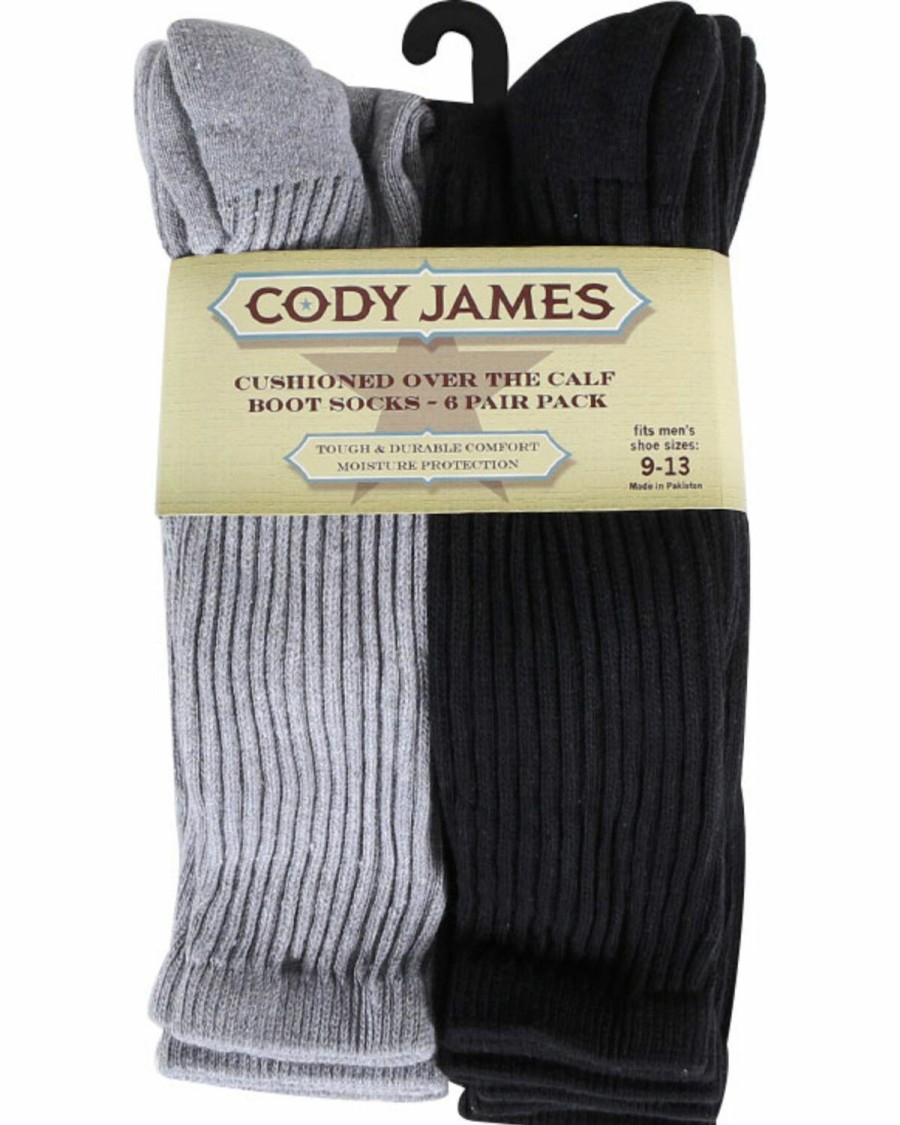 Men * | Cut Price Cody James Men'S Cushioned 6 Pair Boot Socks Pack