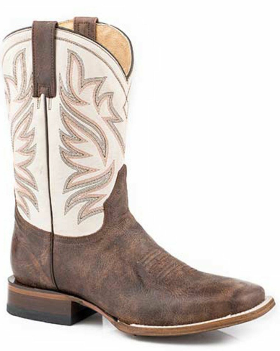 Men * | Unique Roper Men'S Brown Parker Western Boots Square Toe