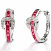 Women * | Premium Kelly Herd Women'S Red Contemporary Buckle Hoop Earrings