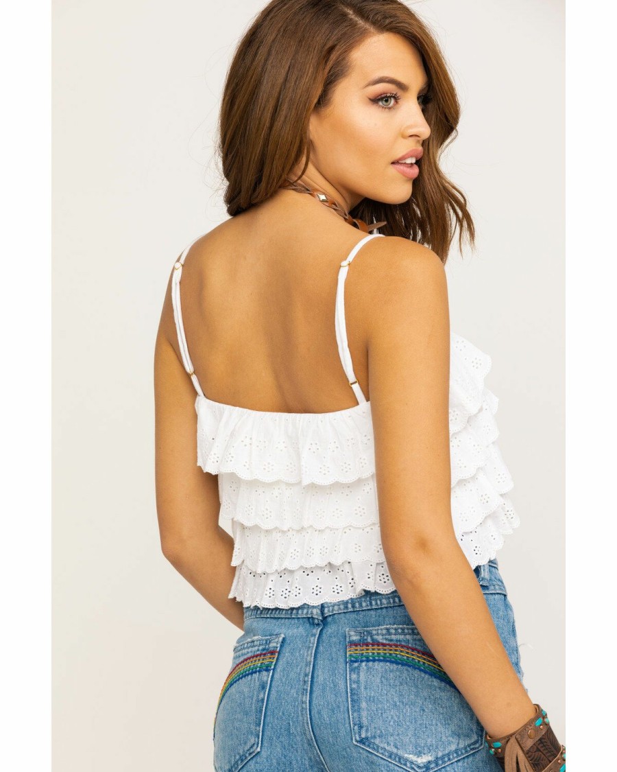 Women * | Attractive Show Me Your Mumu Women'S Nina White Eyelet Crop Top