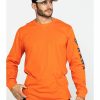 Men * | Latest Hawx Men'S Orange Logo Long Sleeve Work T-Shirt