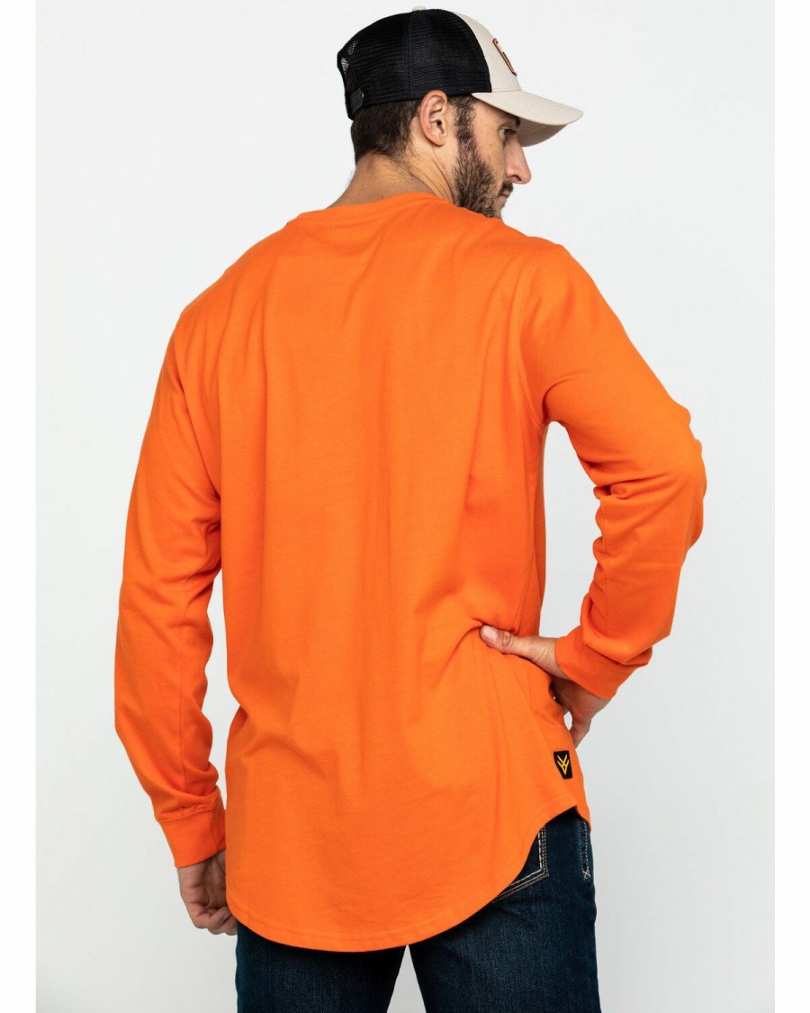 Men * | Latest Hawx Men'S Orange Logo Long Sleeve Work T-Shirt