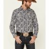 Men * | Unique Rock & Roll Denim Men'S Black Southwestern Striped Long Sleeve Snap Western Shirt