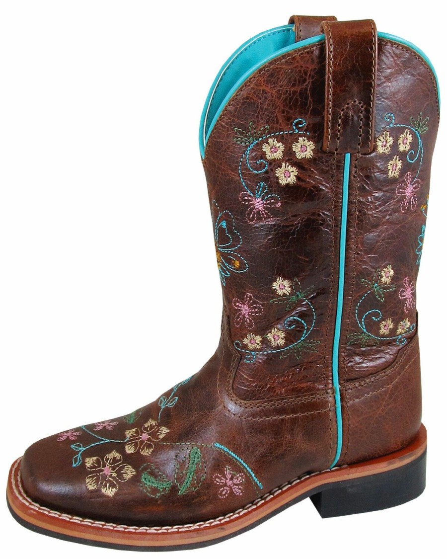 Kids * | Top Selling Smoky Mountain Girls' Floralie Western Boots Square Toe