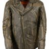 Men * | Official Milwaukee Leather Men'S Triple Stitch Extra Long Biker Jacket 4X