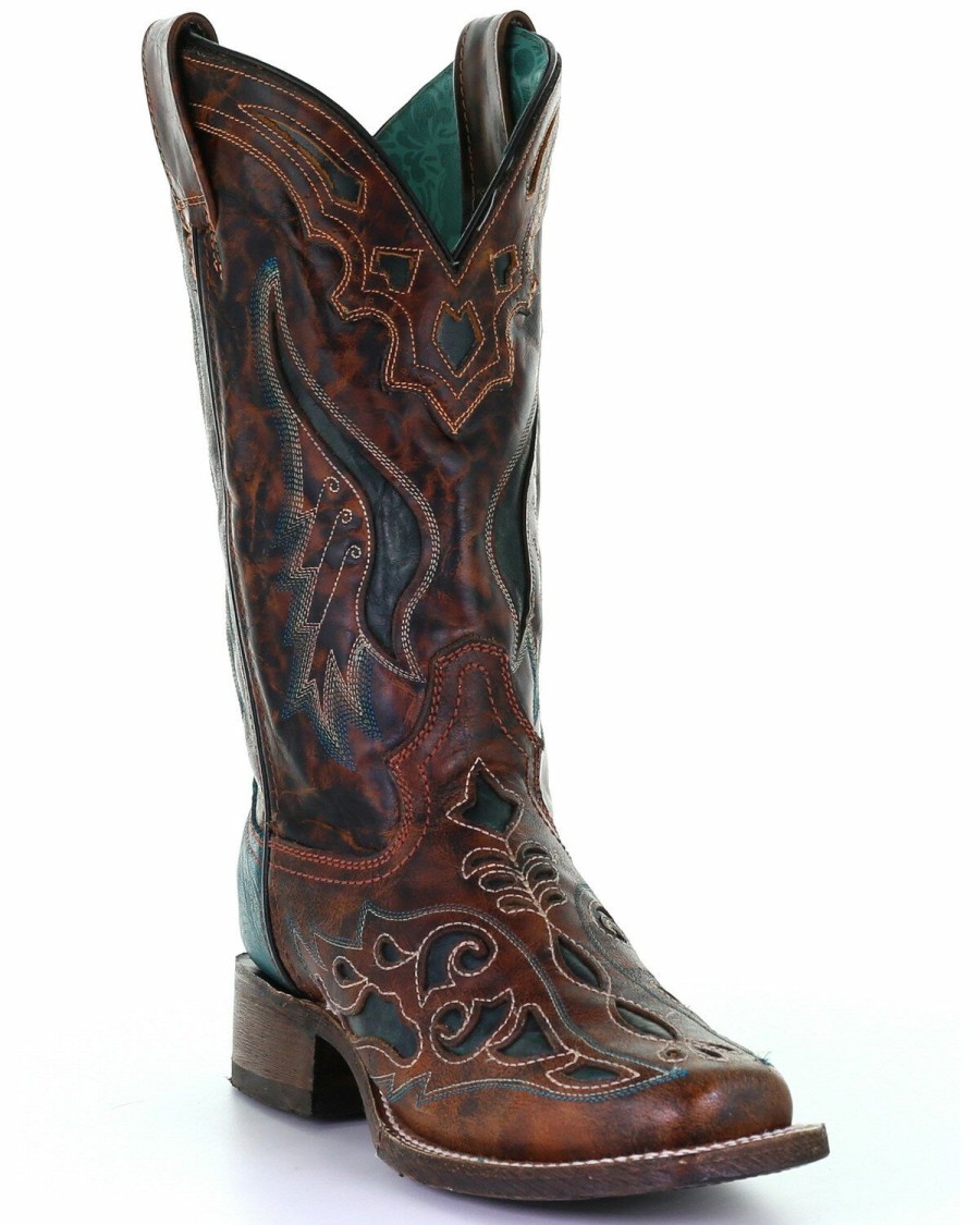 Women * | Unique Corral Women'S Rodeo Laser Western Boots Square Toe