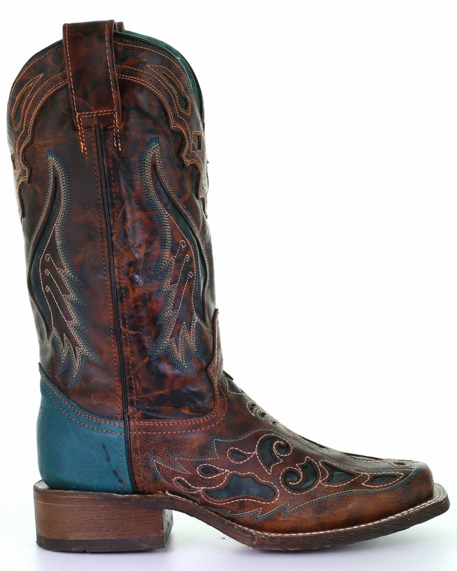 Women * | Unique Corral Women'S Rodeo Laser Western Boots Square Toe