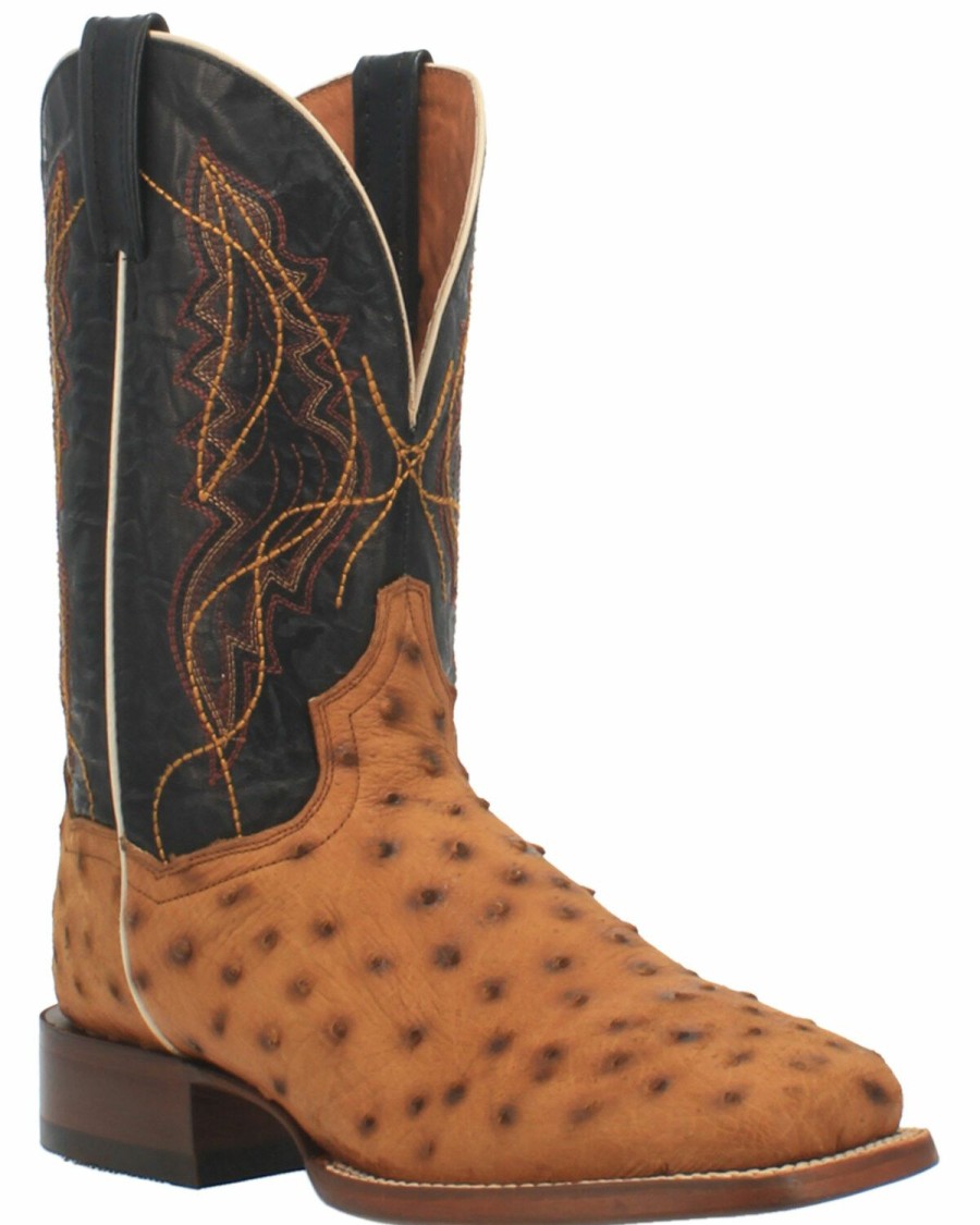 Men * | Top Selling Dan Post Men'S Saddle Quilled Western Boots Wide Square Toe