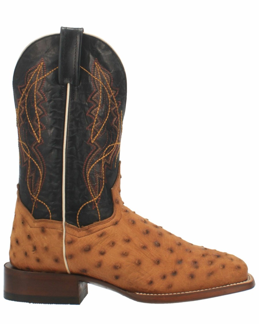 Men * | Top Selling Dan Post Men'S Saddle Quilled Western Boots Wide Square Toe