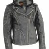 Women * | Latest Milwaukee Leather Women'S Rub-Off Hoodie Motorcycle Jacket 4X