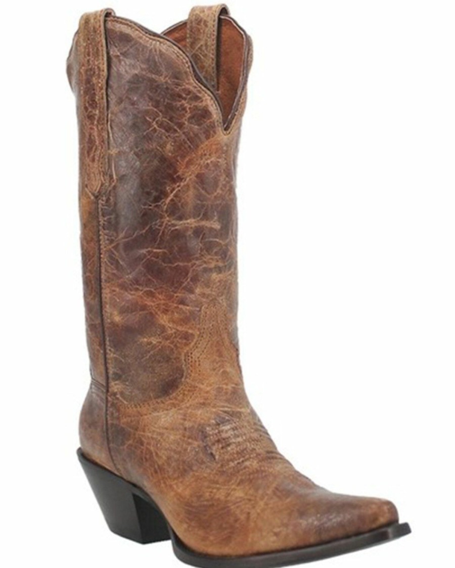 Women * | Sale Online Dan Post Women'S Tan Colleen Vintage Leather Western Boot Snip Toe