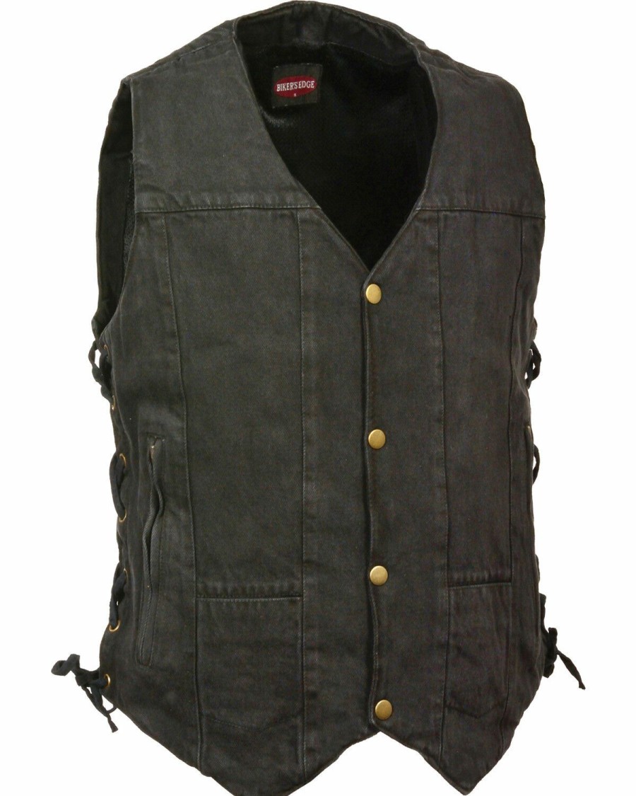 Men * | Cut Price Milwaukee Leather Men'S 10 Pocket Side Lace Denim Vest 5X