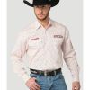 Men * | New Threads Wrangler Men'S Pbr Geo Embroidered Logo Long Sleeve Snap Western Shirt