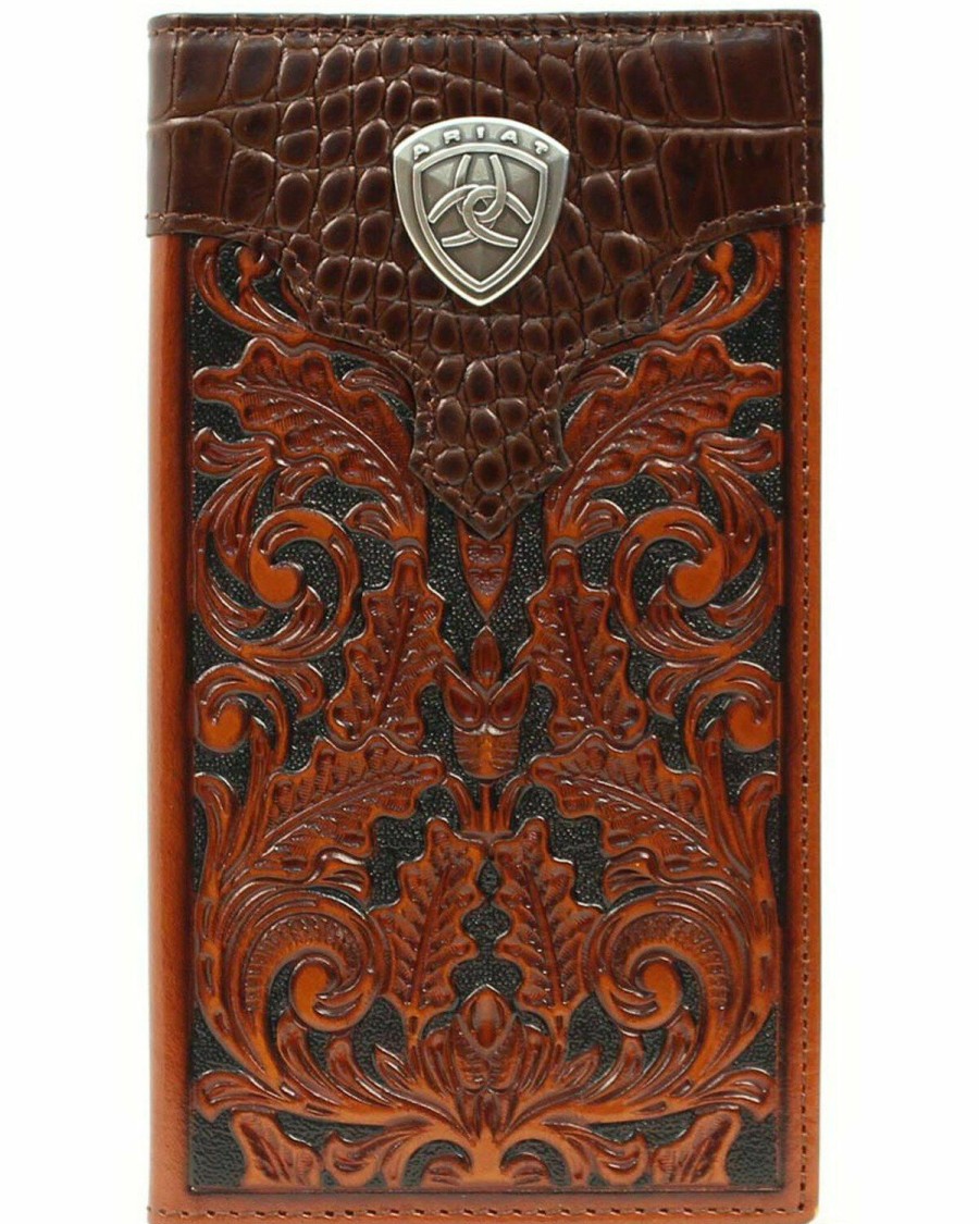 Men * | Latest Ariat Men'S Rodeo Bi-Fold Tooled Leather Wallet