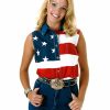 Women * | Best Sellers Roper Women'S Sleeveless American Flag Shirt