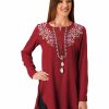 Women * | Top Selling Roper Women'S Embroidered Henley Tunic