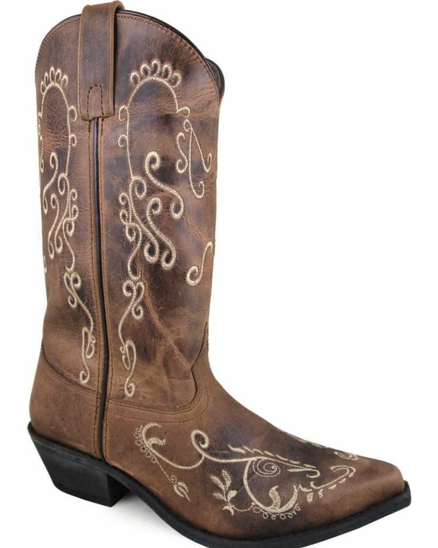 Women * | Best Sellers Smoky Mountain Women'S Brown Jolene Embroidered Boots Snip Toe