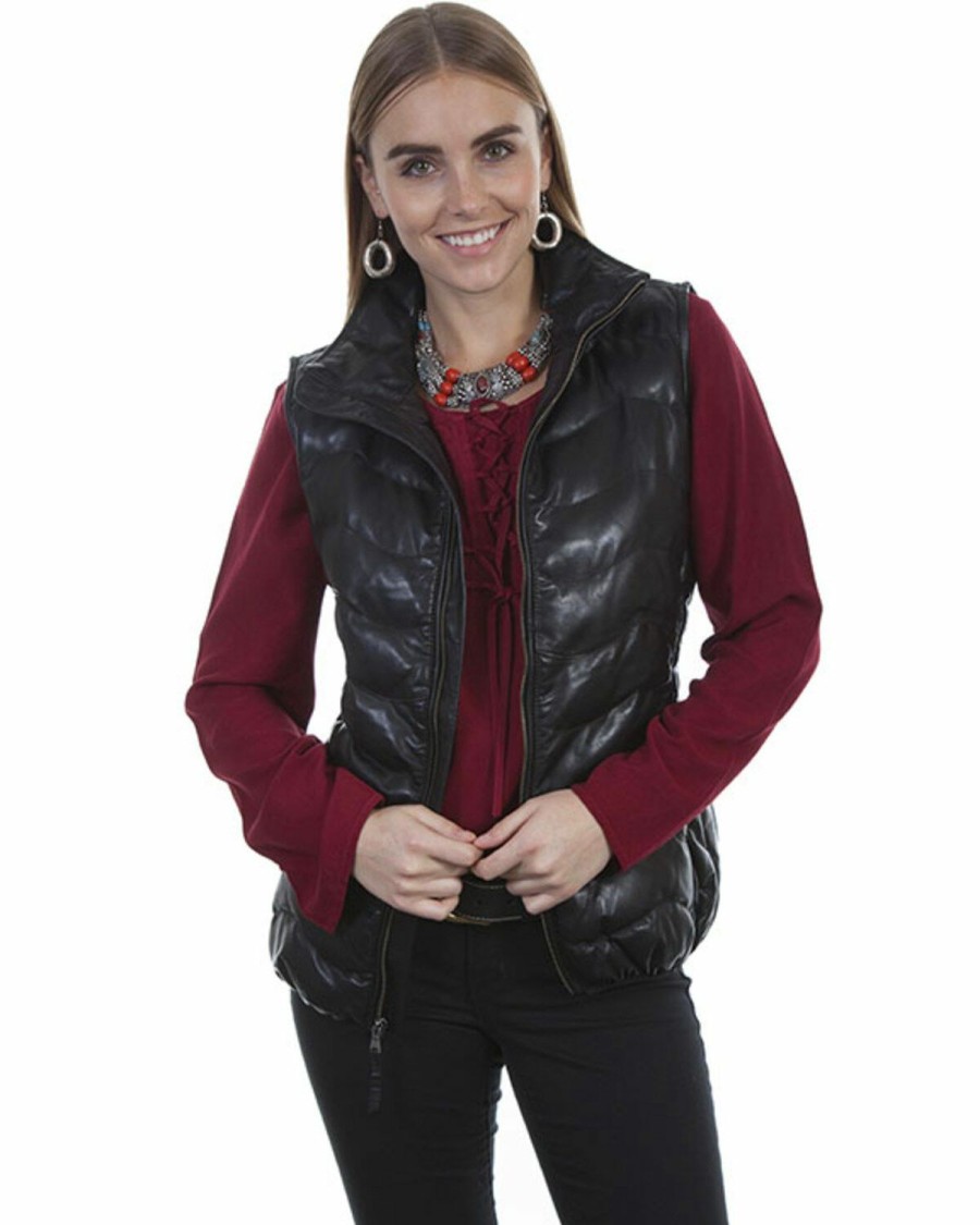 Women * | Hot Selling Leatherwear By Scully Women'S Quilted Leather Vest