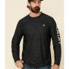 Men * | Sale Online Ariat Men'S Charcoal Charger Logo Graphic Long Sleeve T-Shirt