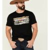 Men * | Hot Sell Rock & Roll Denim Men'S Western Scene Graphic Short Sleeve Black T-Shirt