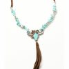 Women * | Premium Shyanne Women'S Cactus Rose Longhorn Tassel Necklace