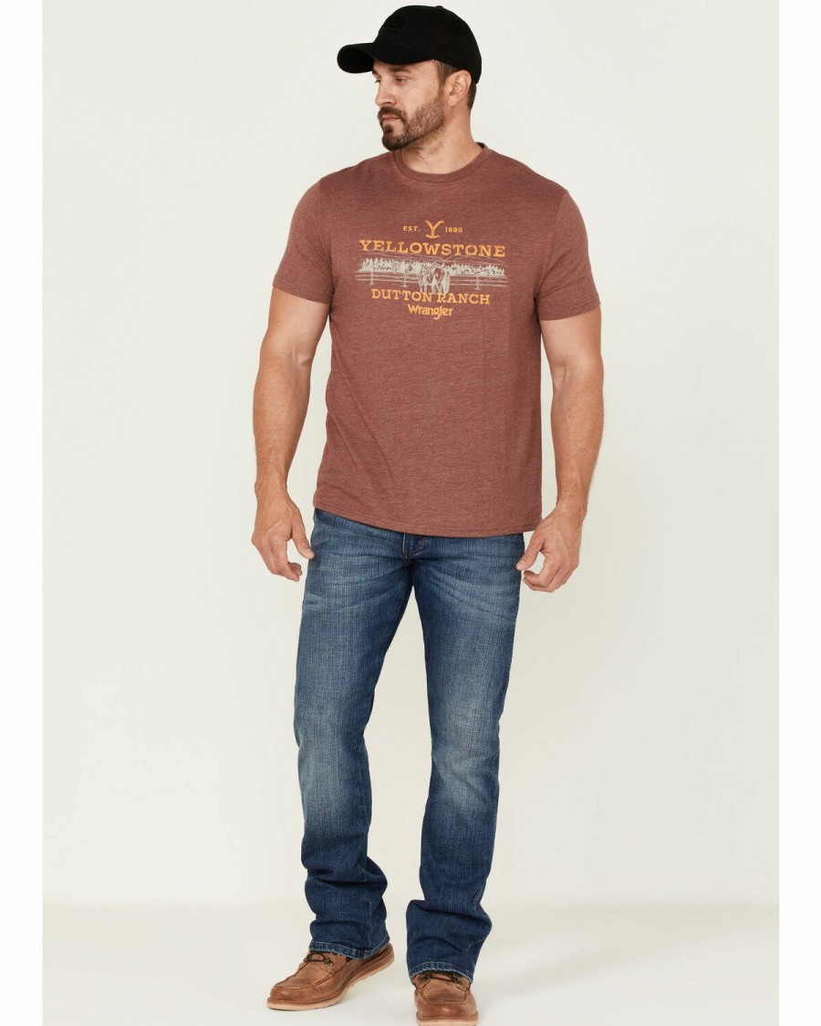 Men * | Sale Online Wrangler Men'S Heathered Yellowstone Dutton Ranch Graphic T-Shirt