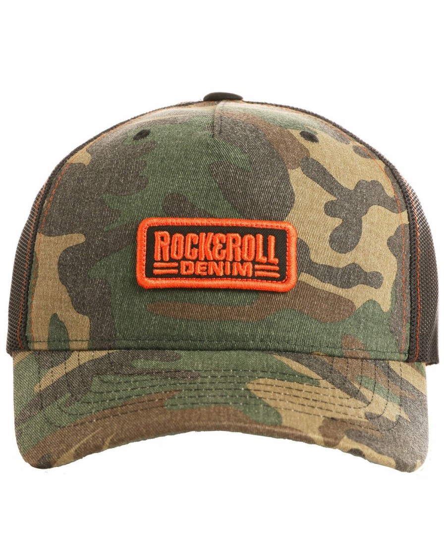 Men * | Top Selling Rock & Roll Denim Men'S Camo Print Twill Snap Back Ball Cap