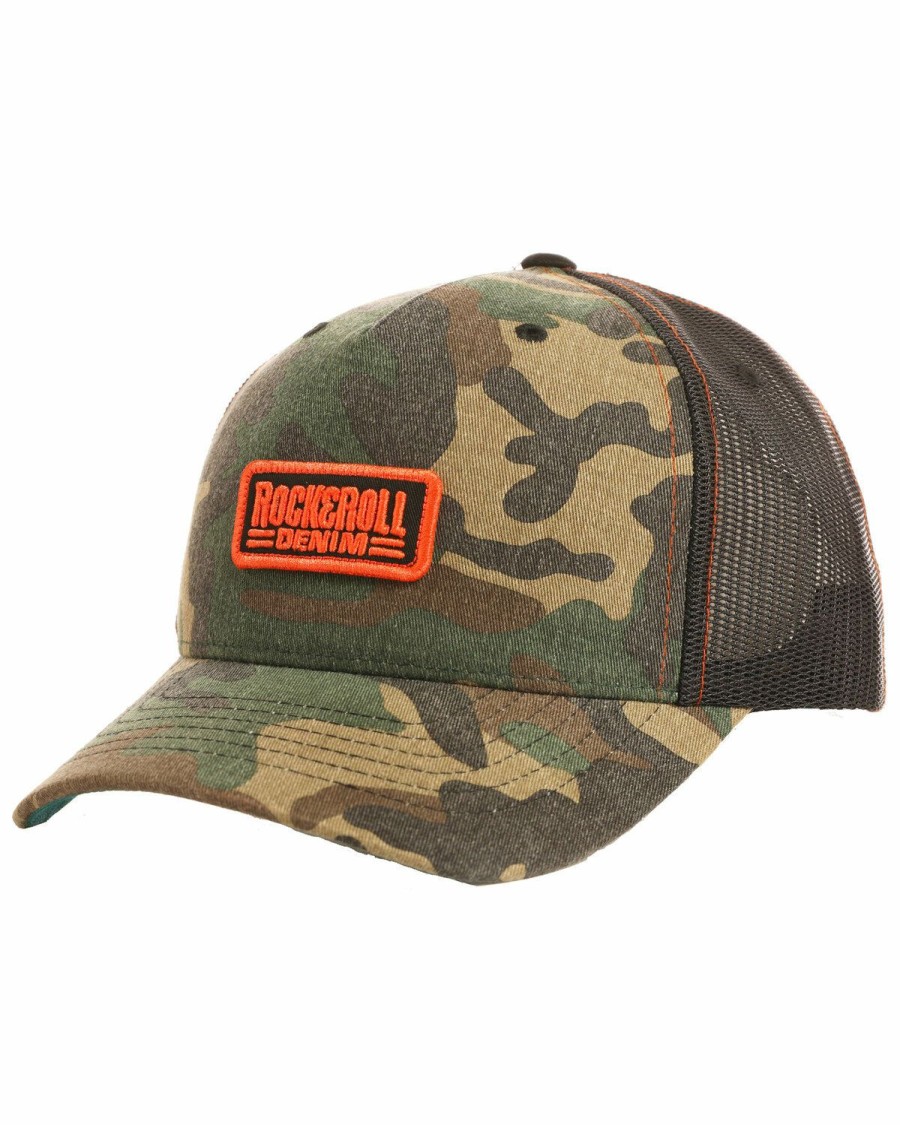 Men * | Top Selling Rock & Roll Denim Men'S Camo Print Twill Snap Back Ball Cap