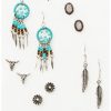 Gifts * | Bestsellers Shyanne Women'S 6-Piece Silver & Turquoise Longhorn Dreamcatcher Earrings Set