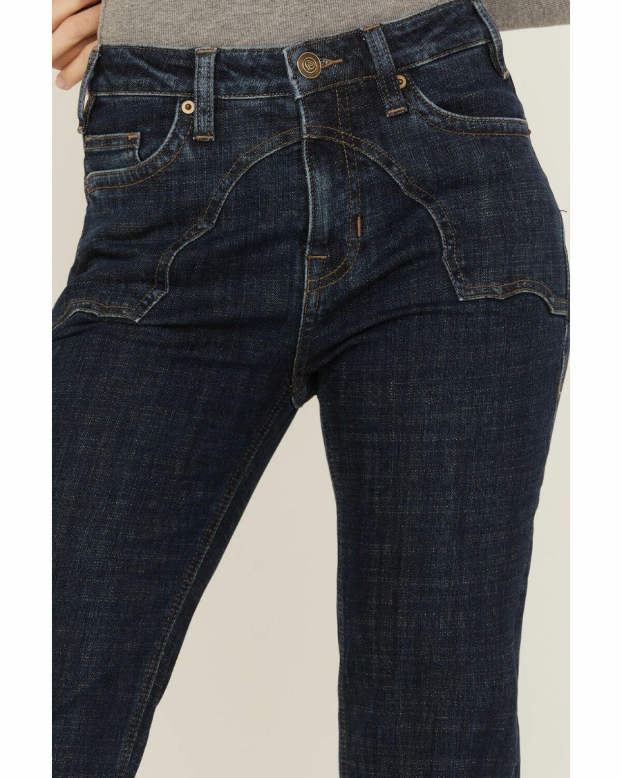 Women * | Attractive Rock & Roll Denim Women'S Yoke Front Flare Jeans