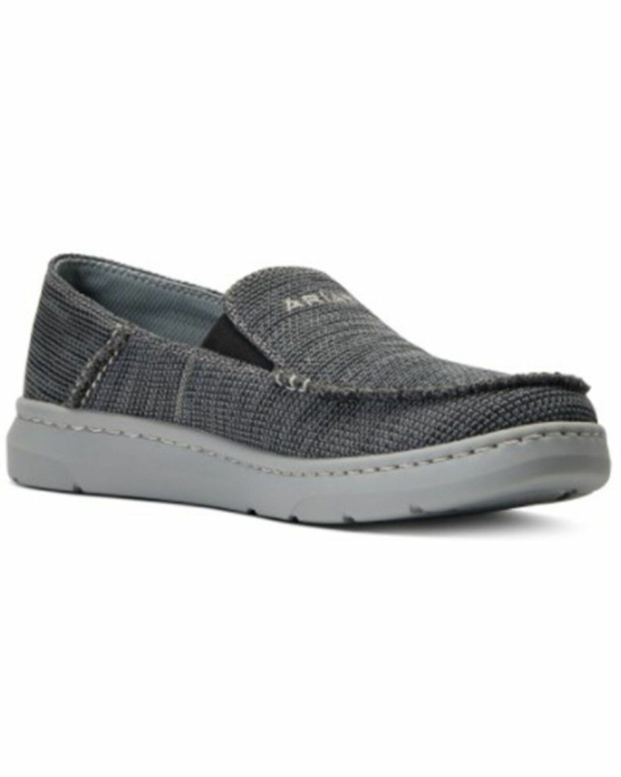 Men * | Best Sellers Ariat Men'S Heather Brown Charcoal 360 Canvas Slip-On Casual Shoe Moc Toe