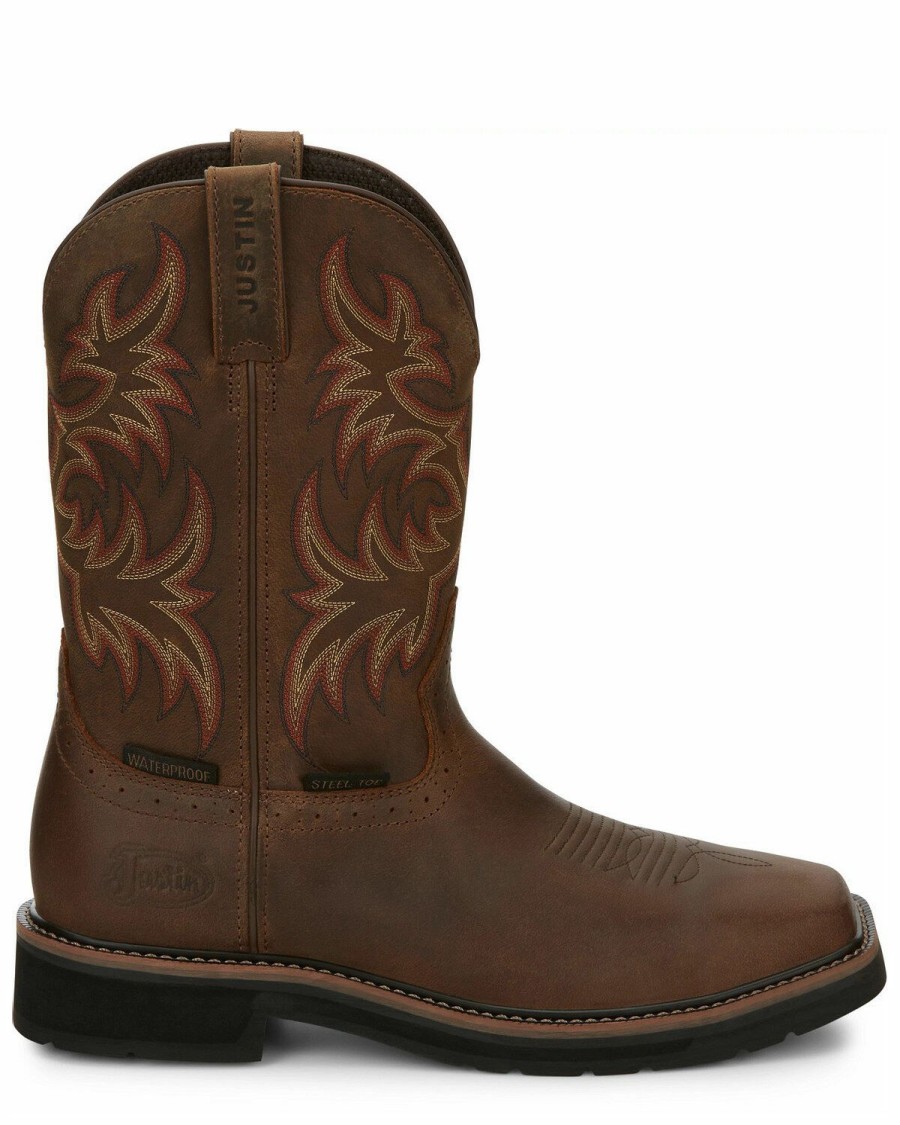 Men * | Exquisite Gifts Justin Men'S Driller Western Work Boots Steel Toe