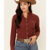 Women * | Top Selling Shyanne Women'S Chocolate Corduroy Long Sleeve Snap Western Core Shirt