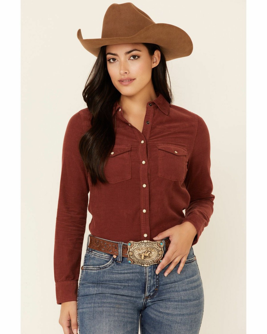 Women * | Top Selling Shyanne Women'S Chocolate Corduroy Long Sleeve Snap Western Core Shirt