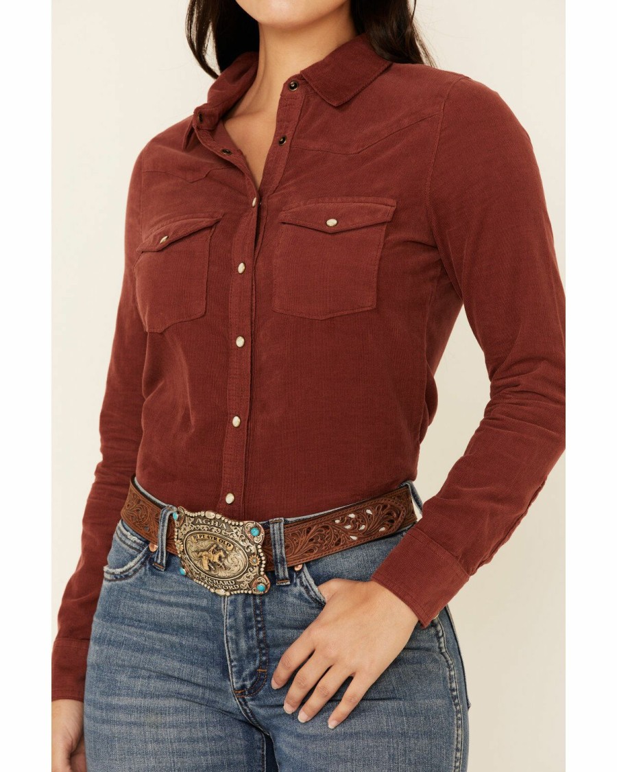 Women * | Top Selling Shyanne Women'S Chocolate Corduroy Long Sleeve Snap Western Core Shirt