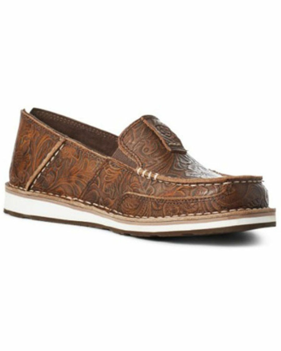 Women * | Hot Selling Ariat Women'S Floral Embossed Cruiser Shoes Moc Toe